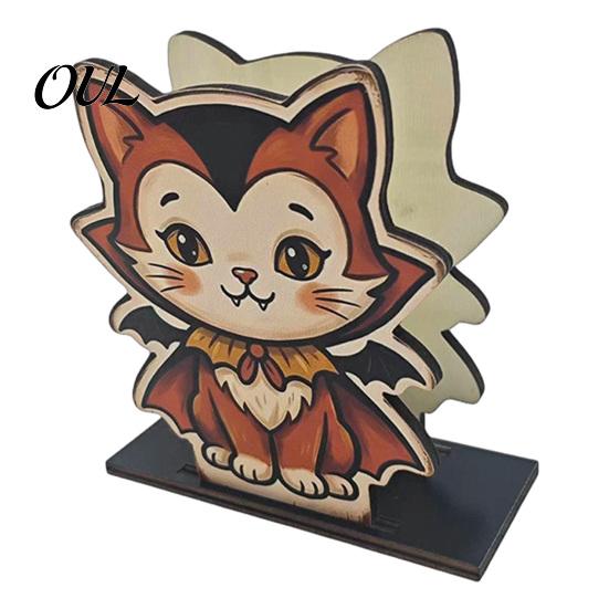 Ghost Napkin Stand Halloween Wood Holder, Pumpkin Black Cat Gnome Dispenser, Funny Holder Spooky Standing Tissue for Holiday Kitchen Dining Room Decor