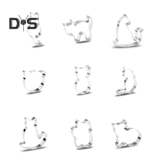 

9 шт./набор форм для печенья из нержавеющей стали в форме кошки, формочки для теста, помадки, сэндвичей, многоцелевые инструменты для выпечки 1 Set