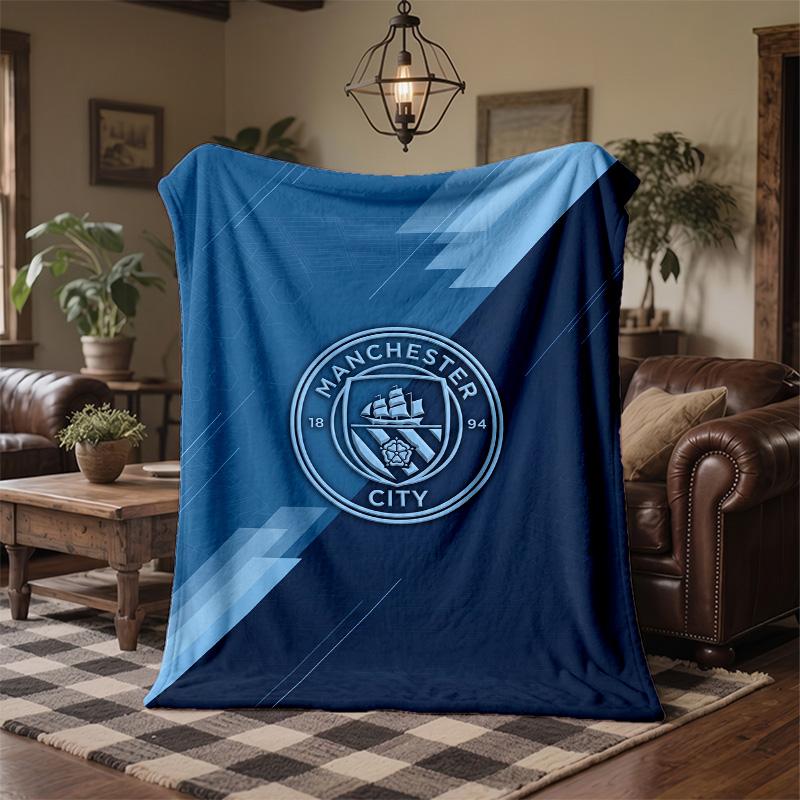 Manchester City Theme Fleece Blanket Cozy Soft Plush Blanket For Bedroom Couch Travel