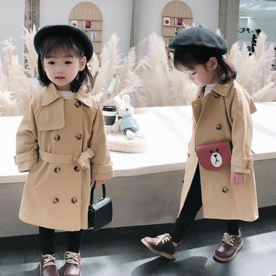 Toddler Kids Baby Girl Long Sleeve Belt Solid Windproof Windbreaker Jacket Coat
