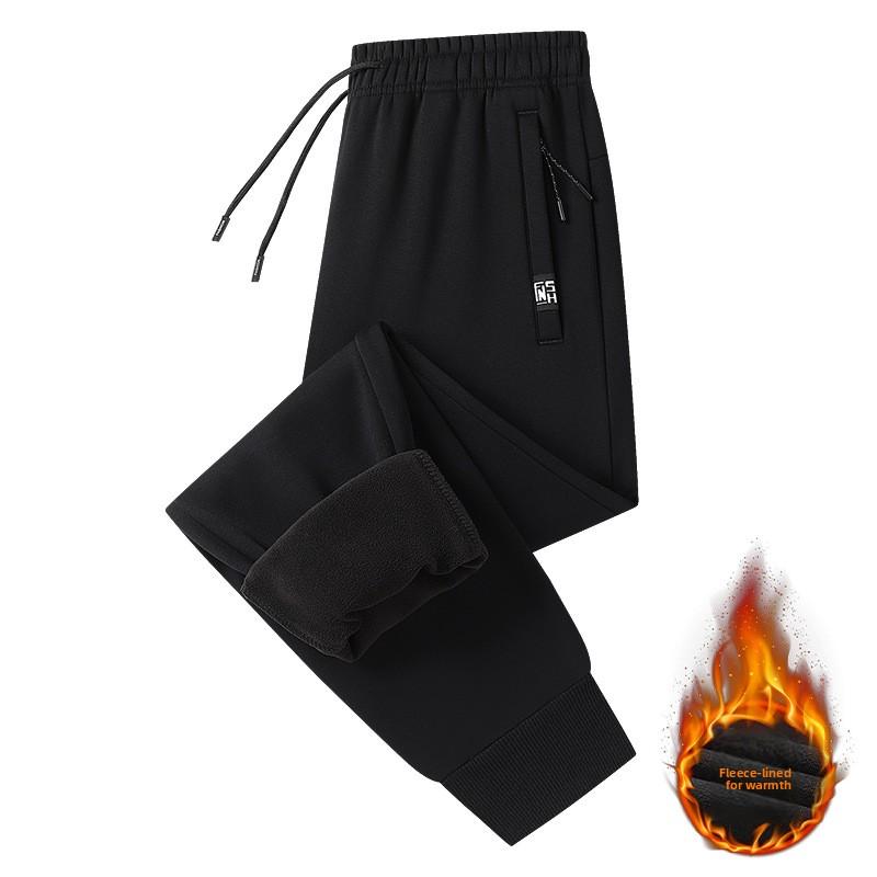 

Winter Casual Trousers for Men Fleece-Lined Thickened Sports Trousers Loose Fit Plus Size Cotton Cuffed Sweatpants Casual Straight-Leg Long Trousers 8XL