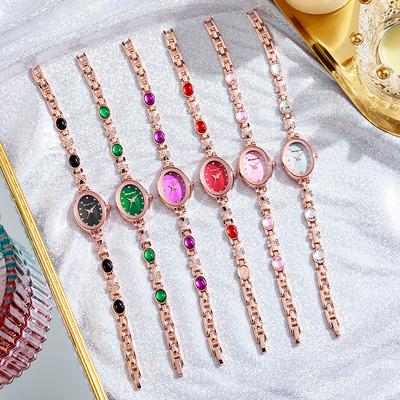 Women Watch Chain Bracelet Quartz Inlaid Rhinestone Whristwatch Female Clock Watches