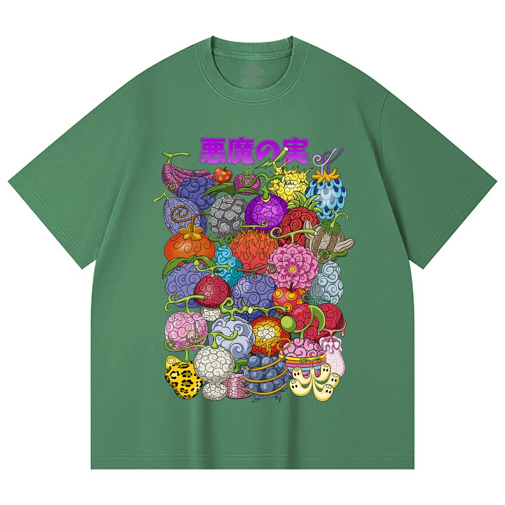 230 Gsm 100% Cotton One Piece V52 Devil Fruits Print Unisex Heavy Cotton T Shirt