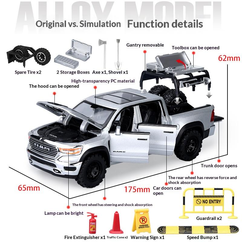 1/32 alloy die-cast car model simulation sound and light children's toy pickup truck suitable for boys off-road vehicle gift