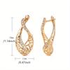 1 Pair Golden Color Vintage Hollow Pattern Drop Earring Shiny Synthetic Zirconia Accessories Trend Jewelry