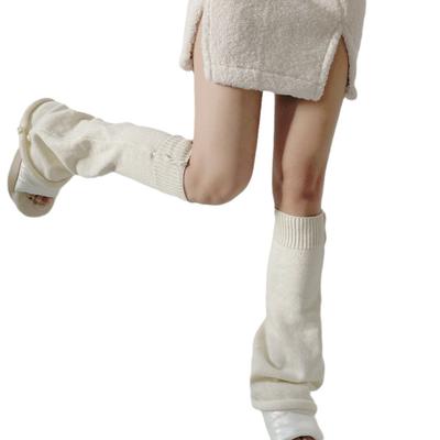Y2K Lolita Warmer Flared Socks Leg Warmer Knit Socks Wool Ball Knitted Foot Stylish Solid Long Tube Leg Warmer Autumn Winter