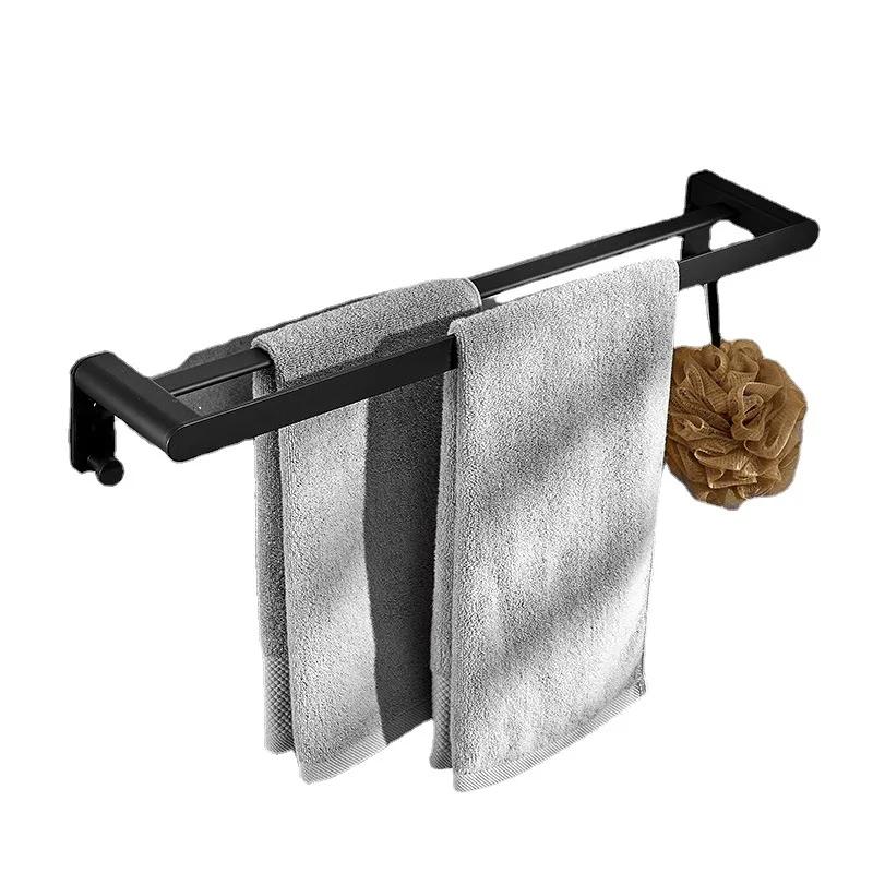Black space aluminum towel rack, bathroom hardware pendant, bathroom towel storage rack, towel rack, bathroom accessories