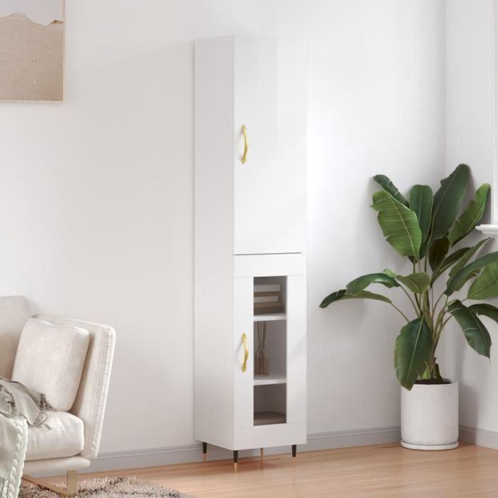 VidaXL Buffet haut Blanc brillant 34,5x34x180 cm Bois d'ingénierie 3199027