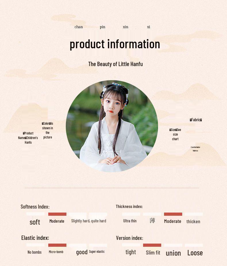 White Hanfu for Girls: Summer Children's Ancient Costume - Spring/Autumn Improved Ruqun Style 2026