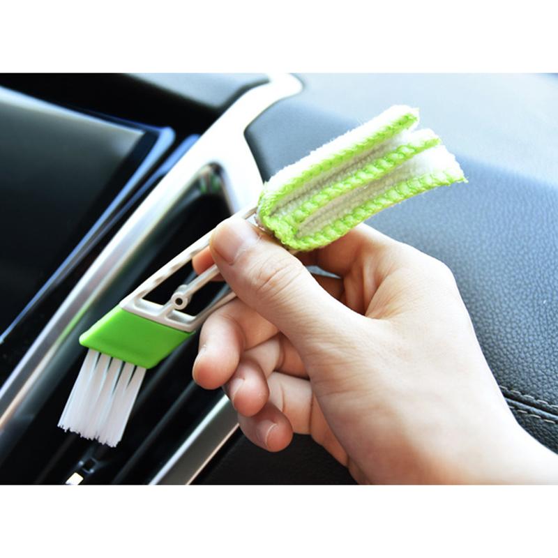 Multifunction Car Air Vent Cleaner Mini Double-end Micro Fiber Vent Duster Removable Cloth Cover Portable Cleaning Brush For Car