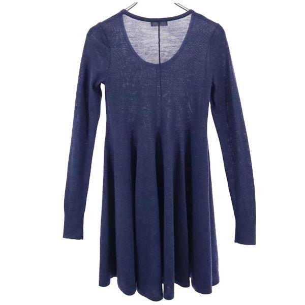 8100 Wool Long Sleeve Knit One Piece S Navy System Ron Herman Women Used