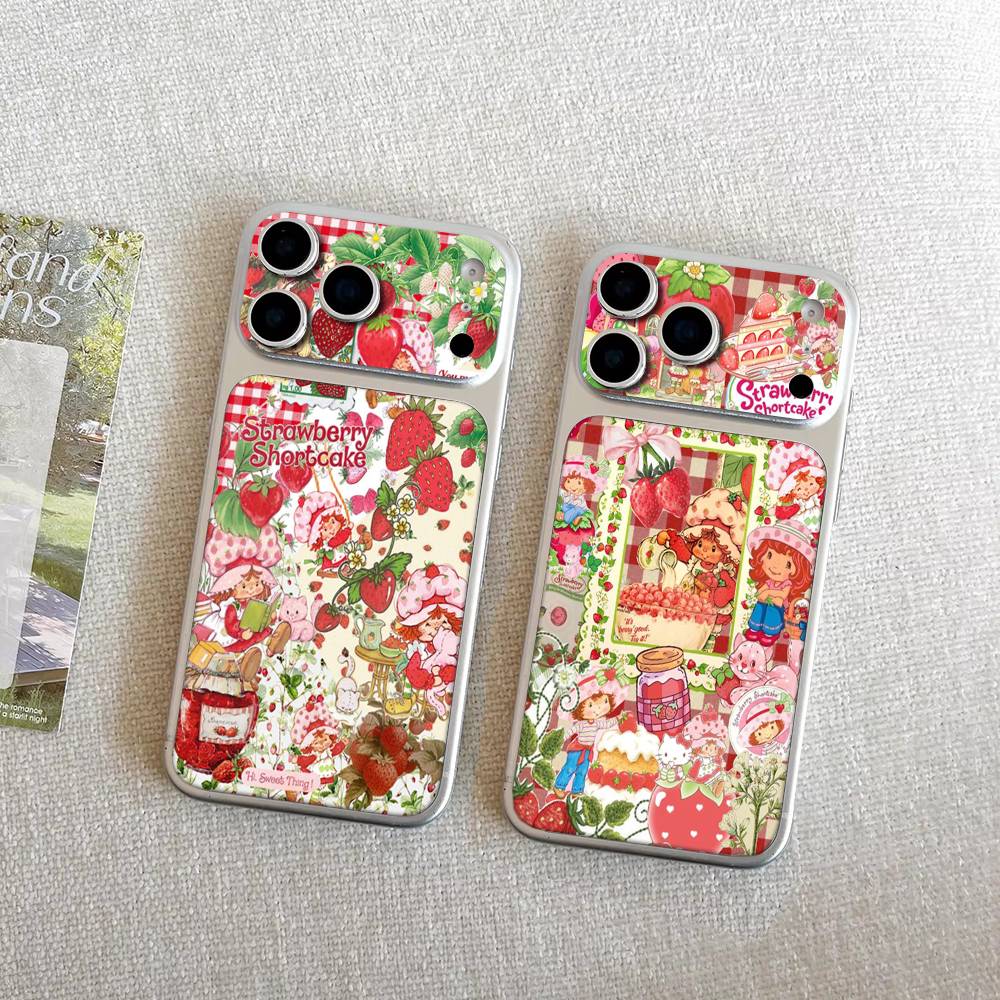 Girl Pink Strawberry S-Shortcake Anti-Scratch Back Decal Protective Wrap Skin for iPhone 17 Pro 17 Pro Max