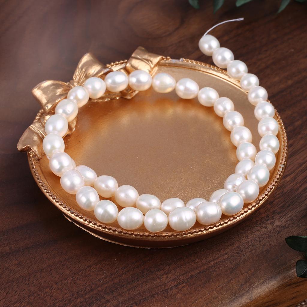 1String, Fashion Women's Natural Freshwater Pearls, 7-8 Mm, White Round Pearl Beads for DIY Necklaces, Bracelets Accessories, Jewelry Making 36cm