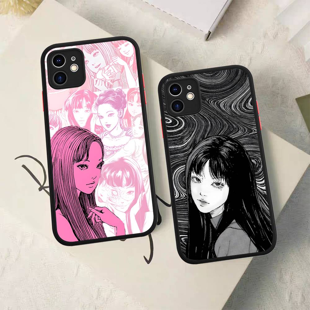 Junji Itos Tomies Phone Case For IPhone 16 15 14 13 12 11 Pro Max Plus X XS MAX Black Matte Phone Fundas