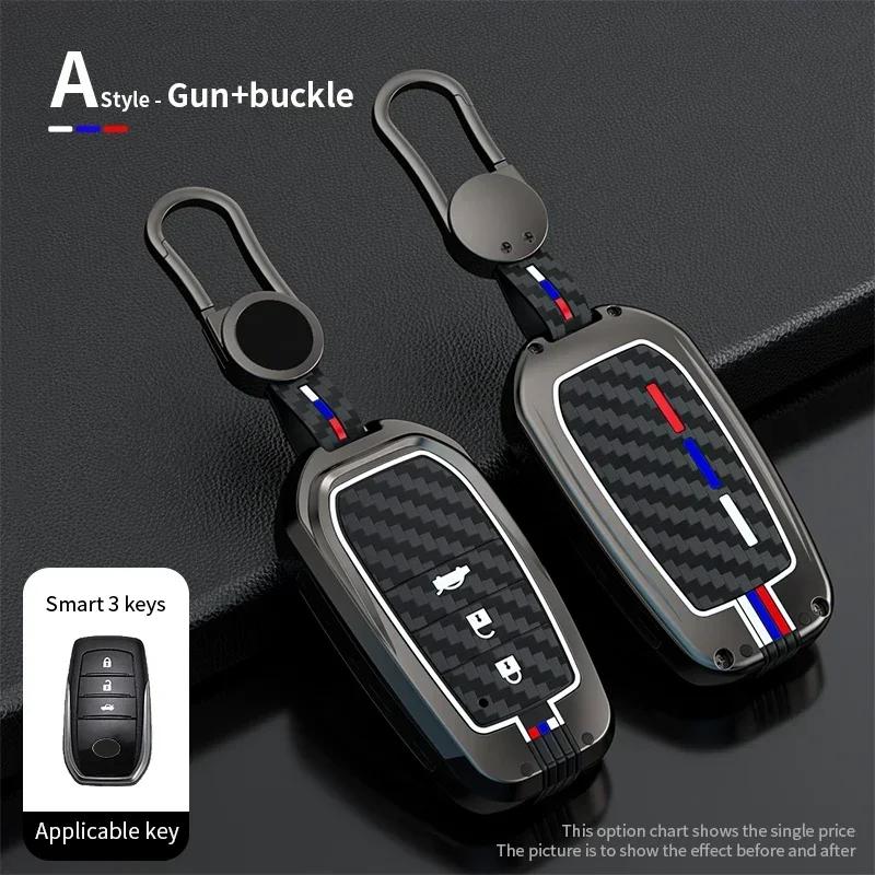 Alloy+Carbon Fider Car Key Case Holder Chain Toyota Alphard VELLFIRE 2012 PREVIA 2019 2020 2021 Car Interior Accessories