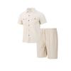 Men S Summer Workwear Short Sleeve Shirt Shorts Loose Waffle Set