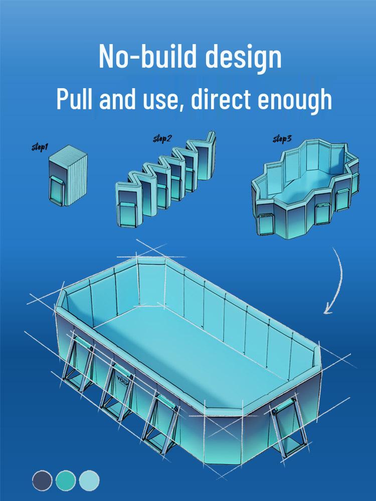 Inflatable Children's Swimming Pool with Slide - No Inflation Needed, Thickened Foldable Design for Home and Outdoor Use
