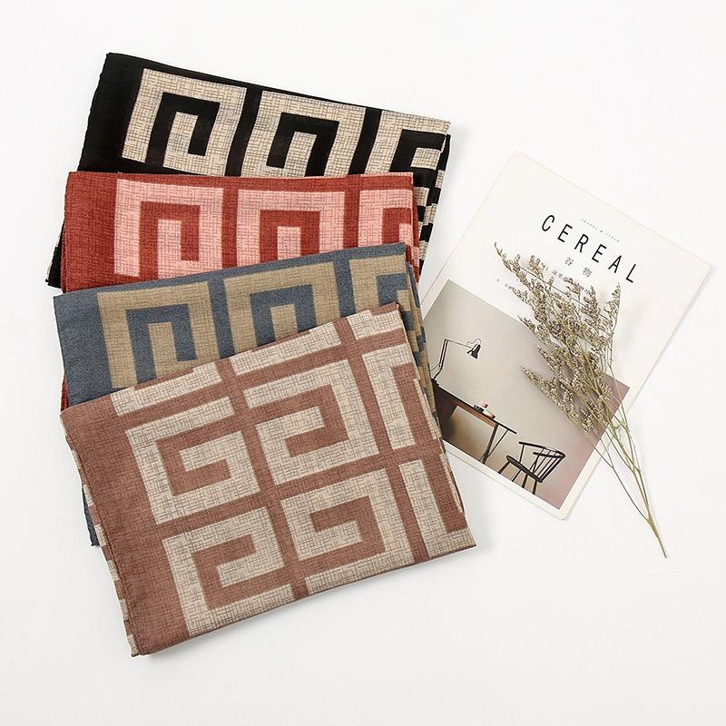 Cotton and linen women's popular scarf, summer fashion high-quality versatile sunscreen shawl