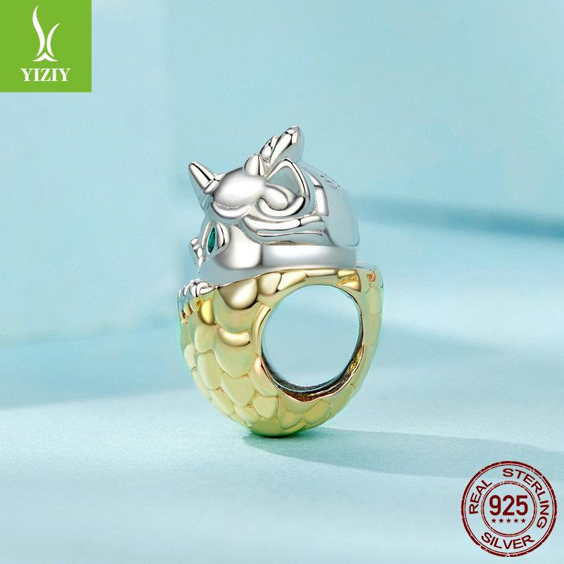 Silver Ziyun Dragon Egg DIY Beaded Bracelet, S925 Sterling Silver, New Year's National Trend Style.