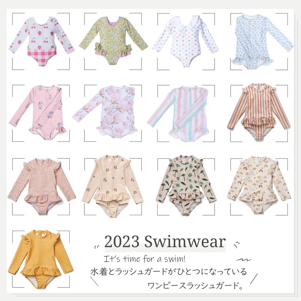 KALAVILA Girls' One-Piece Swimsuit, Sizes 90-130cm, Long Sleeve Rash Guard, Kids' All-in-One Swimsuit for Kindergarten and Daycare, UV Protection