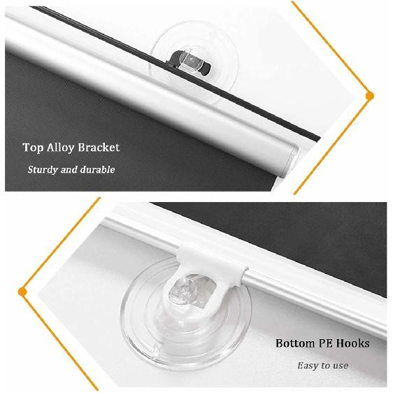 Cordless Retractable Roller Shades Black Home Office Windows Sunshade Thermal Blinds Without Drilling Blackout Curtain