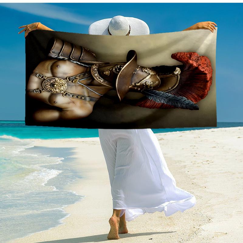 Gladiator Helmet Fashion Beach Towel: Ideal for Summer Adventures Soft, absorbent and quick drying suitable for swimming and bathing