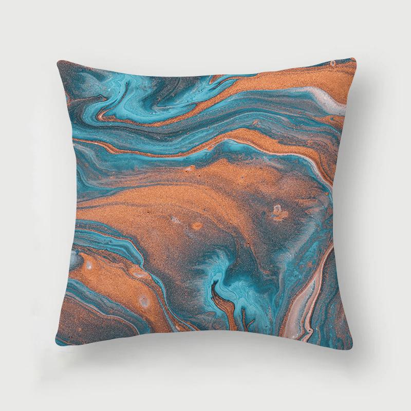 Nordic Blue Marble Polyester Pillowcase Sea Rock Texture Bedside Sofa Chair Throw Pillow Cushion Cover Home Decor Cushion Cover