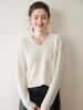 2025 Korean-Style Thick Cashmere V-Neck Loose Sweater - Women's Autumn/Winter Knit with Drop Shoulders and Long Sleeves.