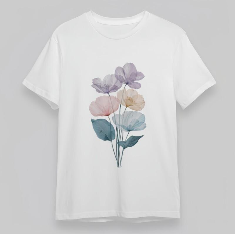 Women's Plus Size Classic T-Shirt Watercolor Lavender Pink Blossom Print Tee USA