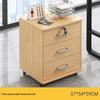 Lockable Mobile Wooden Cabinet for Under Desk Storage