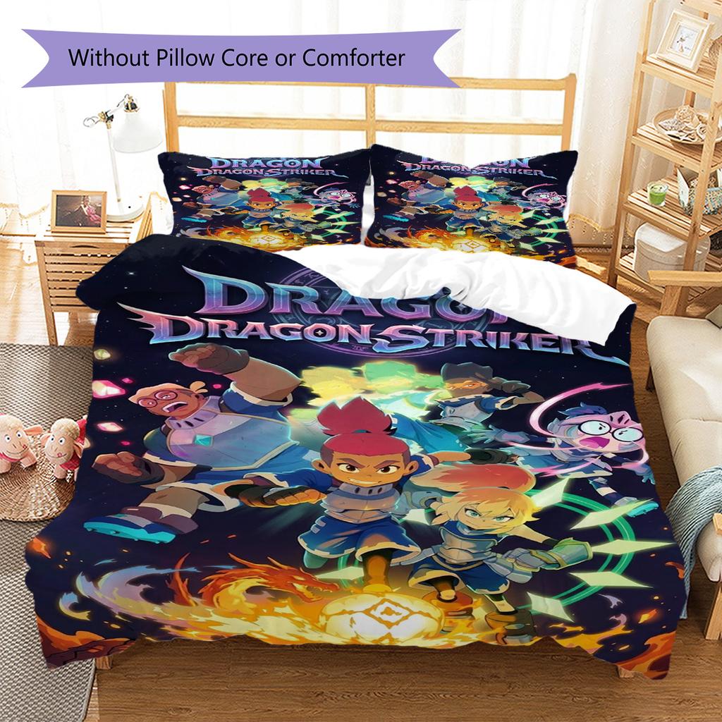 Dragon Striker Pattern Bedding Set Quilt Cover Pillowcase Home Decor Gift (1 * duvet cover + 2 * pillowcase, without core)