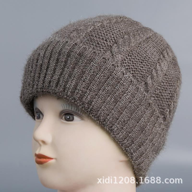

Autumn and winter hats, piled and thickened winter knitted wool hats, mother-in-law and daughter elastic 54-60cm