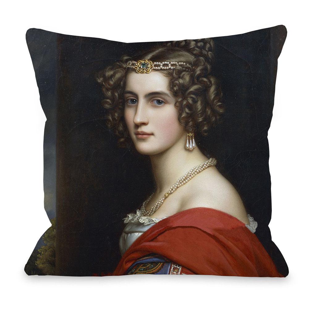 European Royal Court Lady Young Woman Portrait Painting Sofa Throw Pillowcase Rose Flower Home Decoration Art Cushion Cover