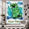 Wall Hanging Tapestry With Custom Name & Text, Minecraft Decorative Tapestry For Bedroom