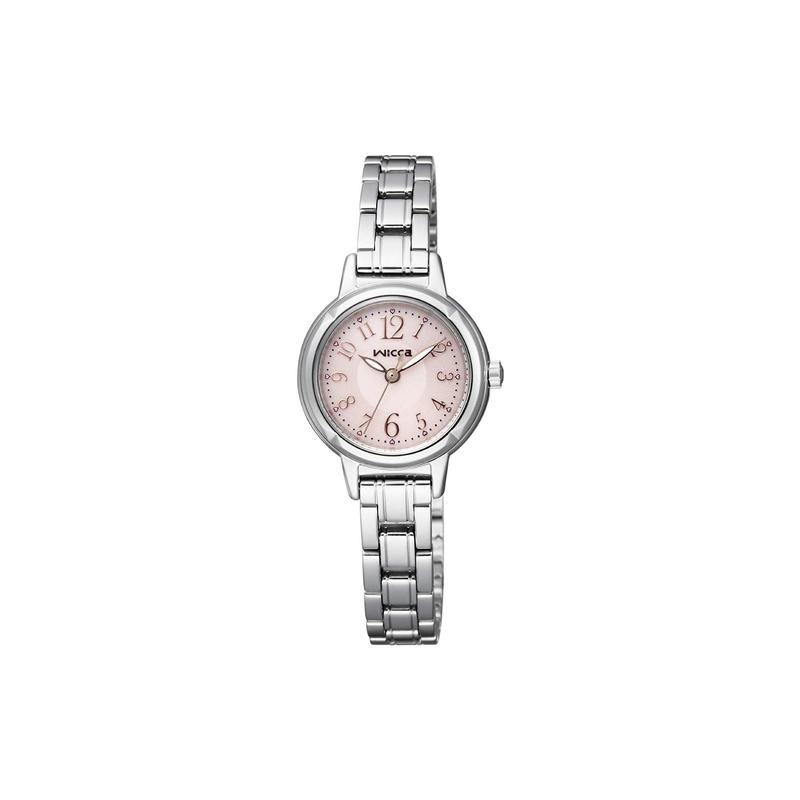 

CITIZEN WICCA 50 meters waterproof solar Quartz Steel Strap 24mm women s watch pink dial KH9-914-91 серебряный