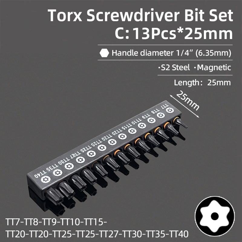 Sechskant-Inbusschlüssel-Schraubendreher-Bit-Set, magnetisch, Kreuzschlitz, Torx, Pflaume, manipulationssichere Bohrer, Schraubendreher, Handwerkzeuge