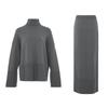 Knitted sweater set for women, European & American 2025 autumn/winter new elegant loose sweater slit midi skirt set