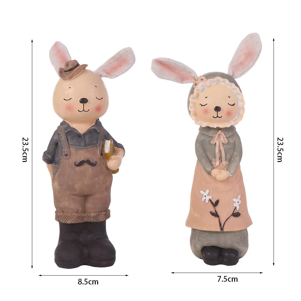 Creative Mini Easter Bunny Statue Cute European Pastoral Mini Rabbit Figurine Resin Crafts Rabbit Desktop Ornament Farmhouse