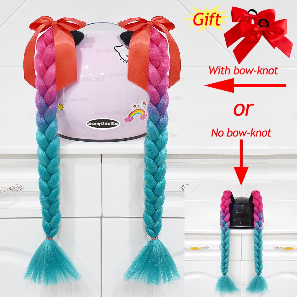 2pcs Quality Braids For Motorcycle Helmet Ponytail Sucker Braids Wig For Woman Helmet Decor Ears Twist Accessories 164 Colors