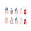 24 Pieces Semi-handmade Metallic Manicure French Wearing Nail Piece Red Solid Color Nail Patch 3D Nail Piece