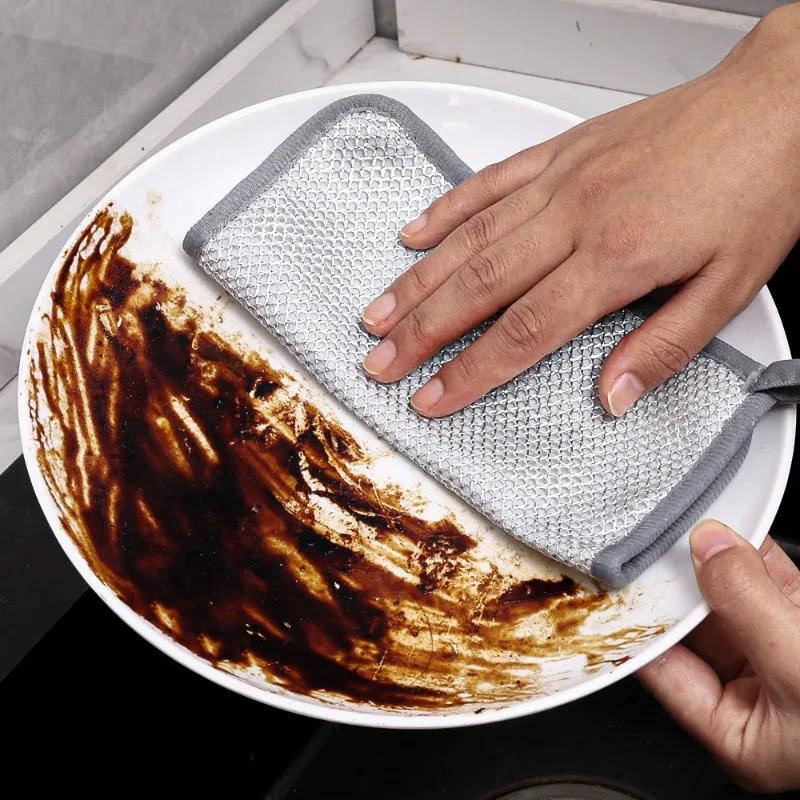 24/1 STÜCK Verdicktes Silberdraht-Reinigungstuch Dreilagiger Hänge-Topf-Geschirr-Reinigungsschwamm Multifunktionales Küchentuch
