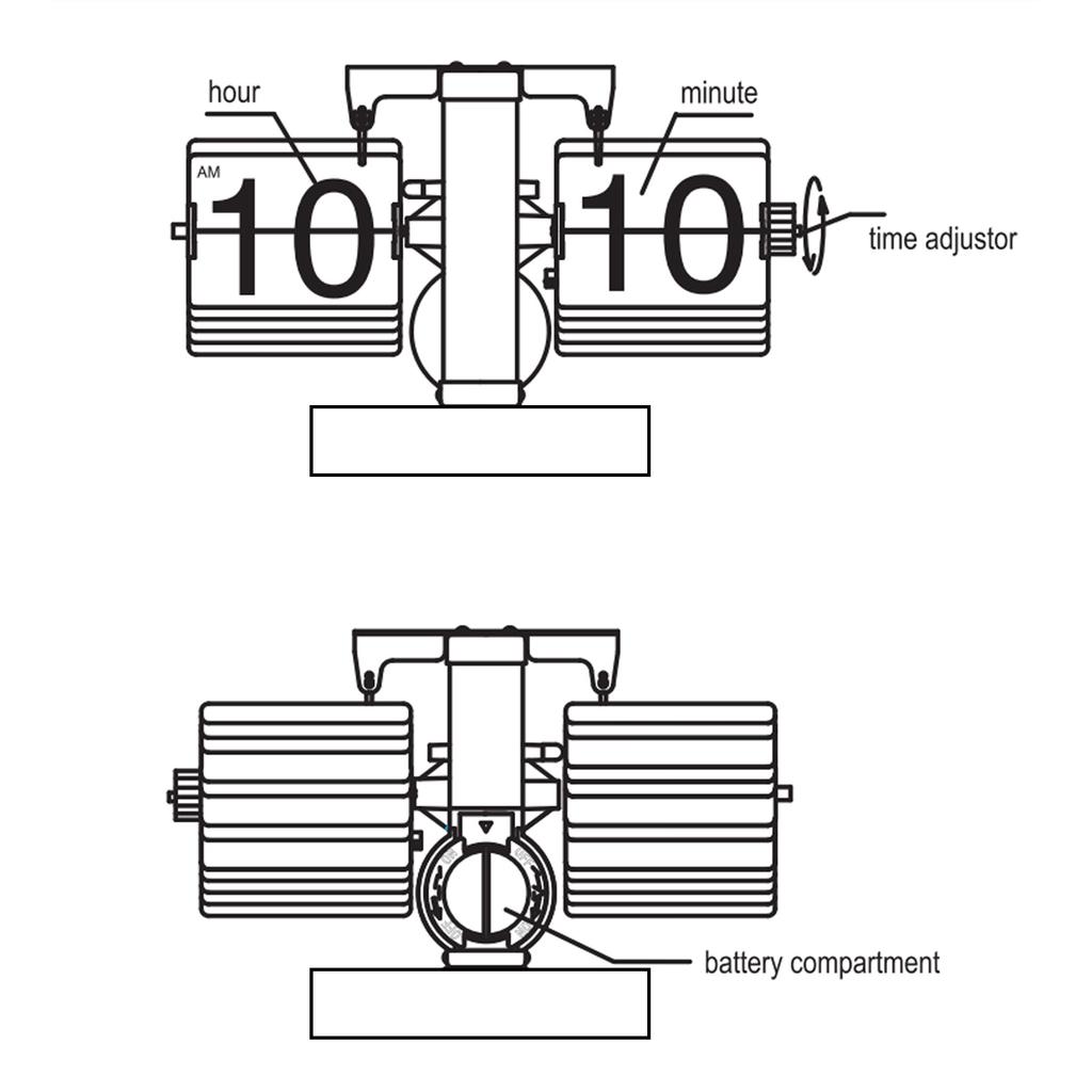 Retro Flip Clock Automatic Page Turning 12 Hours Battery Operated Mechanical Large Number Clock for Living Room Desk