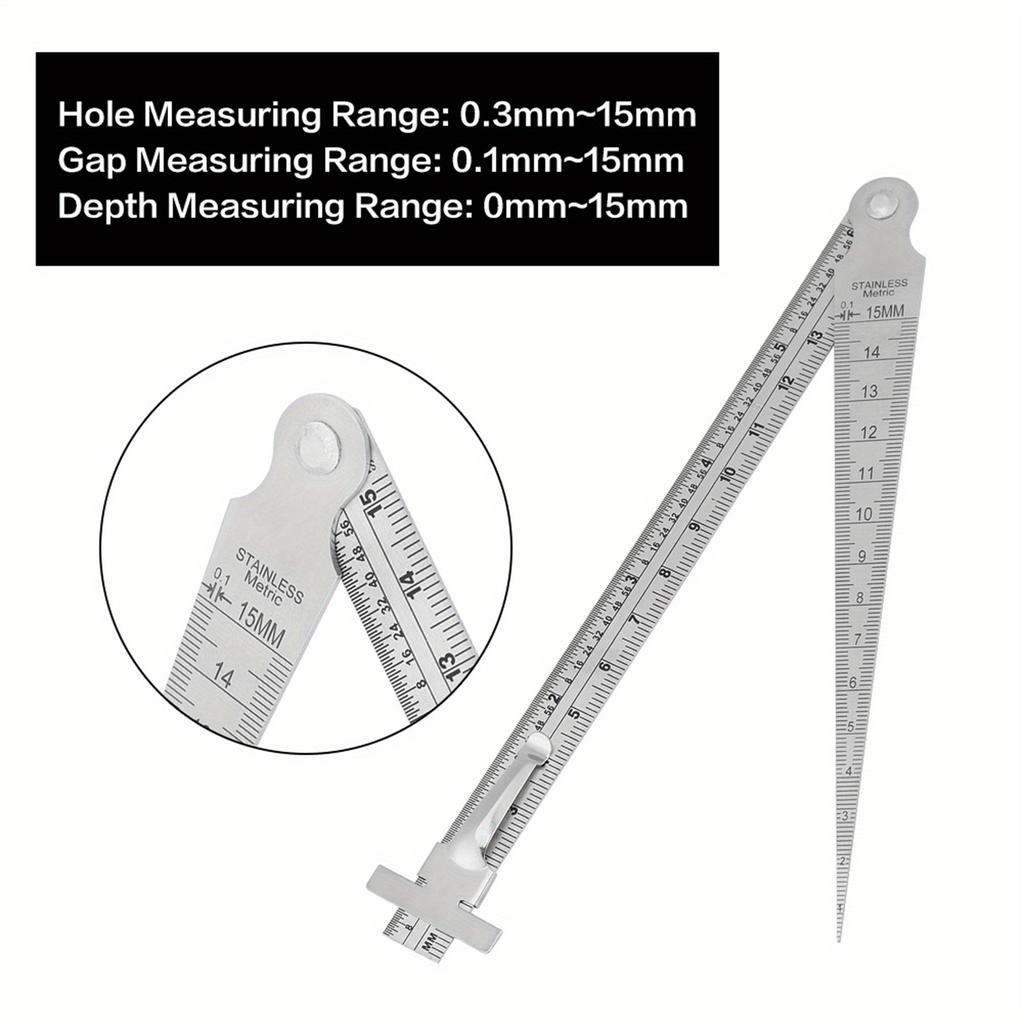 Depth Gauge Feeler Gauge Taper Gauge Stainless Steel Welding Taper Gap Gauge Depth Ruler Hole Inspection Tool Hole Size Gage