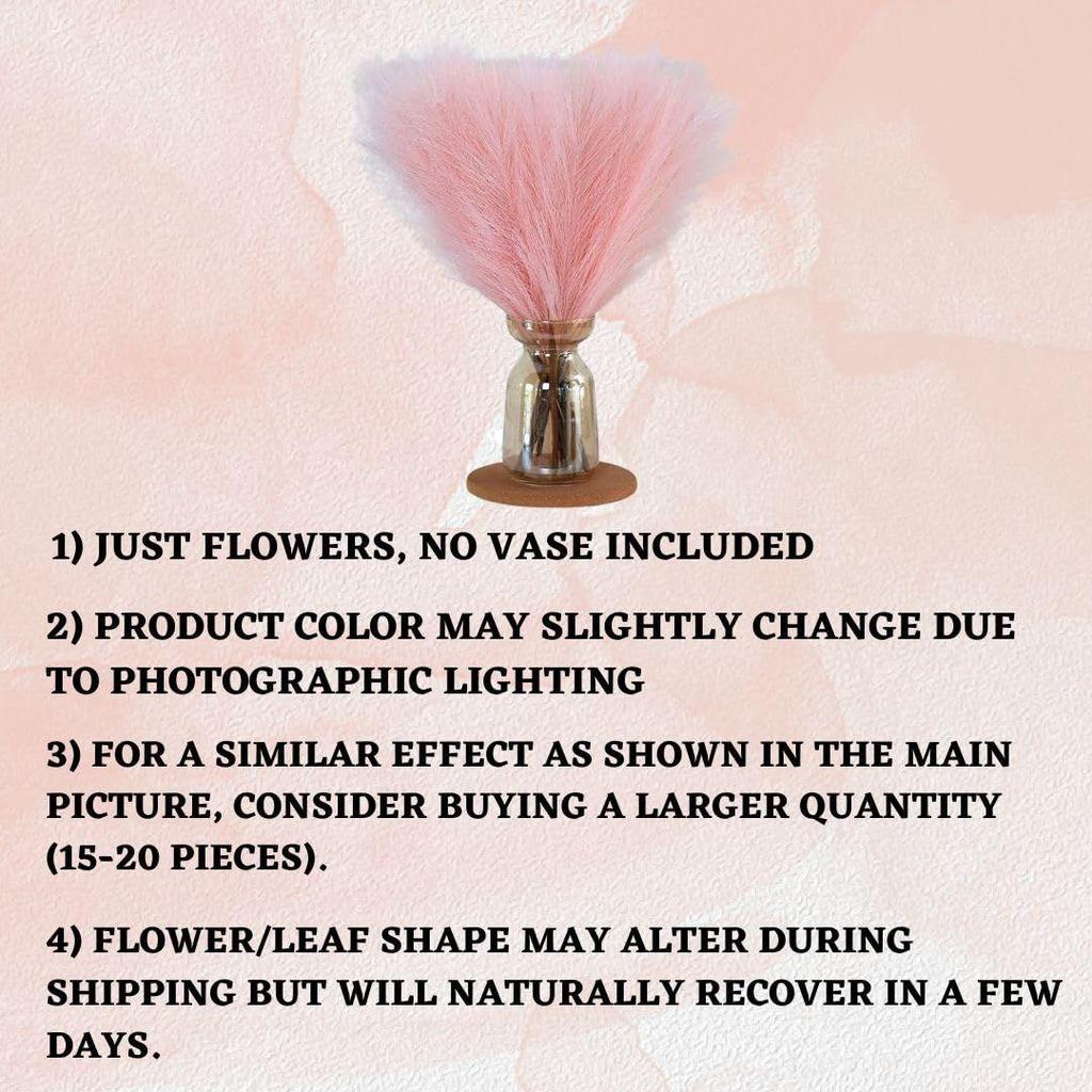 3 Pcs Faux Pampas Grass Small Fluffy Artificial Flowers Fake Flower for Home,Bedroom, Table Decoration and Craft Items Corner (Without Vase Pot)