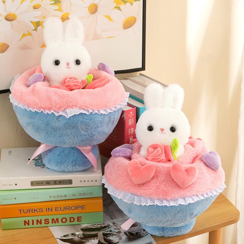 Flower Princess Rabbit Transformation Bouquet Princess Dress Rabbit Bouquet Plush Toy Cute Flower Hold Rabbit