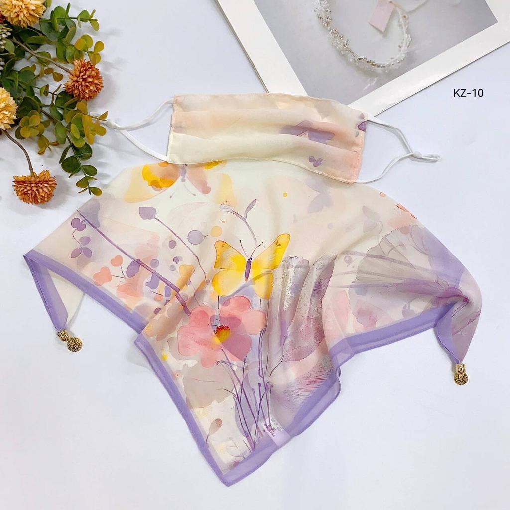 Potato buttercup yarn ice feeling breathable thin mask neck protection silk scarf cover the whole face mulberry spring summer sun protection shade spo