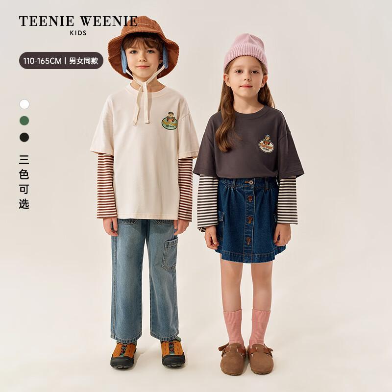 Teenie Weenie Kids  Unisex Contrast Faux Two-Piece Long Sleeve T-Shirt 160
