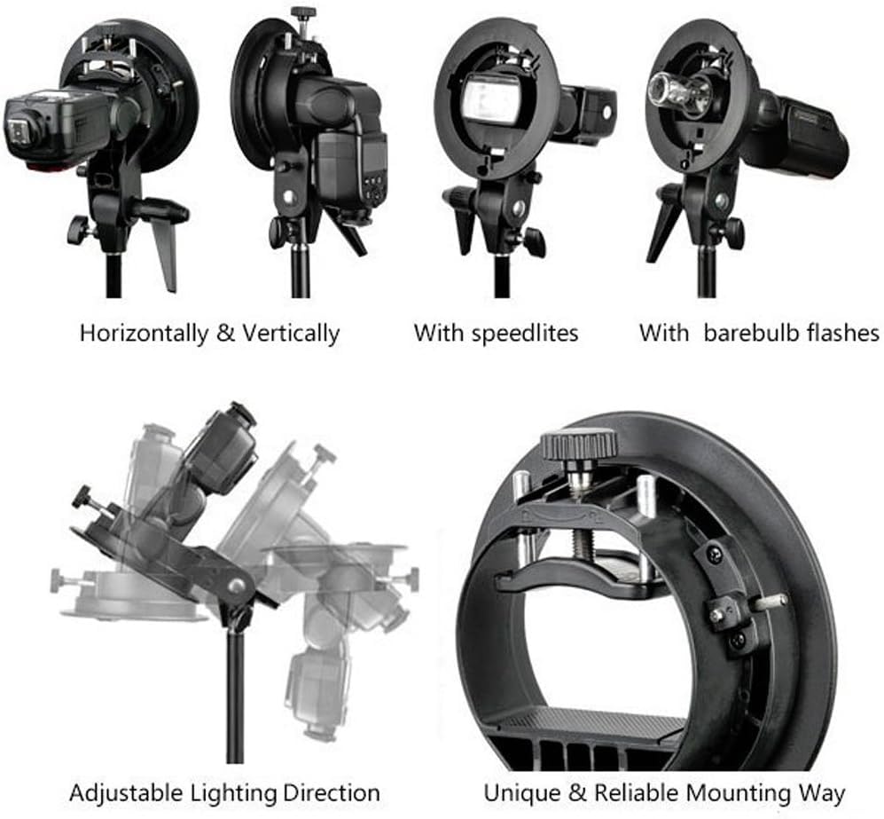 Godox mount with adjustable with Bowens mount for S-type bracket/bracket angle/holder strobes/flashes/softboxes/beauty dishes/umbrellas [Used]