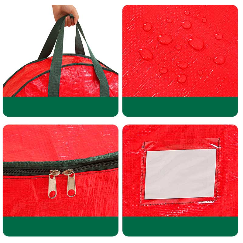 Christmas Round Storage Bag Large Capacity Zipper Closure Dustproof Multi Purpose Organizer Pouch For Gift Wrapping Travel Home Organization