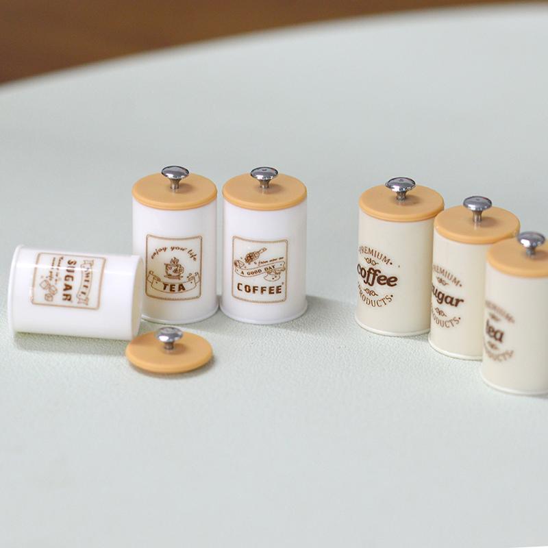 3Pcs Dollhouse Simulation Nordic Storage Jar Model Kitchen Storage Organzier Candy Box Miniature Food And Play Dry Goods Cans
